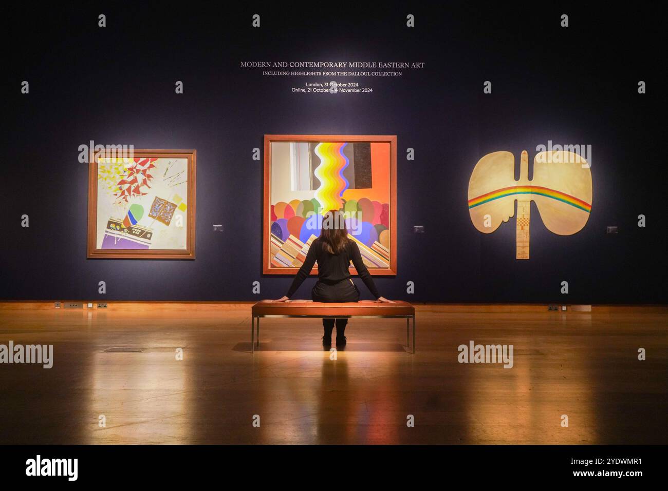 Londra, Regno Unito. 28 ottobre 2024 Anteprima dell'arte mediorientale moderna e contemporanea al Christie's, con le principali attrazioni della collezione Dalloul. Credito. Amer Ghazzal/Alamy Live News Foto Stock