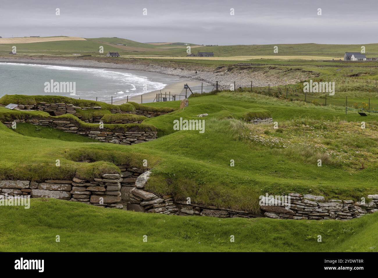 Skara Brae, roundhouse, insediamento neolitico, continente, Orcadi, Scozia, Gran Bretagna Foto Stock