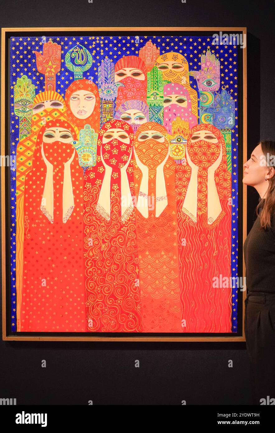 Londra, Regno Unito. 28 ottobre 2024 LAILA SHAWA (1940, Gaza- 2022, Londra) le mani di Fatima. Stima: GBP 15.000 – 25.000. Anteprima dell'arte mediorientale moderna e contemporanea al Christie's, con le principali attrazioni della collezione Dalloul. Credito. Amer Ghazzal/Alamy Live News Foto Stock