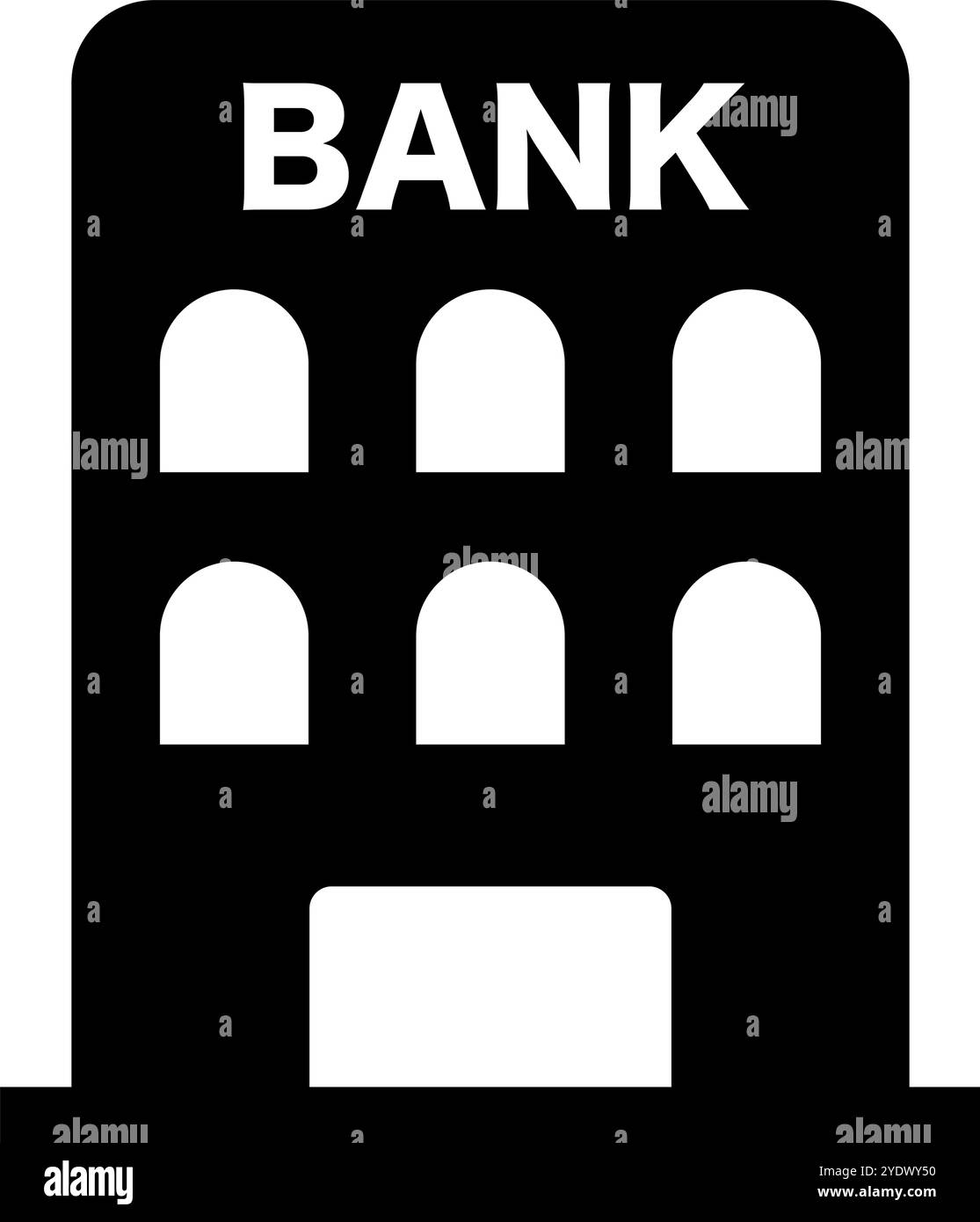 Icona sagoma edificio banca. Industria finanziaria. Vettore modificabile. Illustrazione Vettoriale