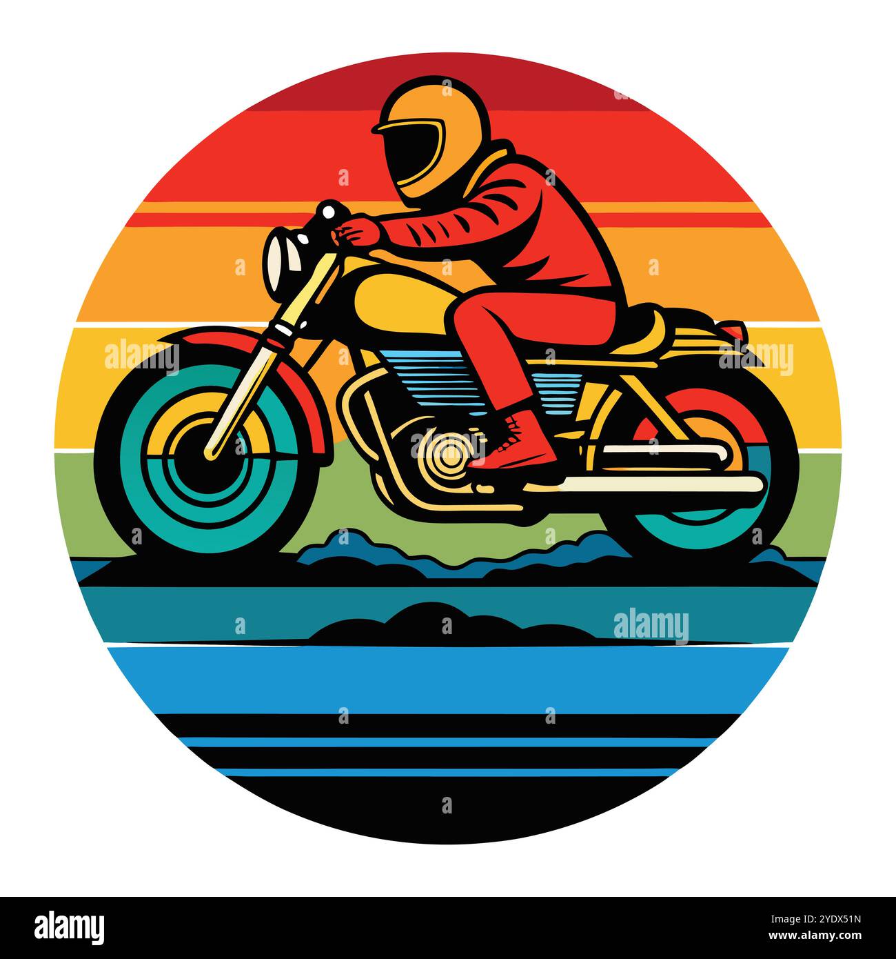 T-Shirt Vector Art per motociclette - illustrazione in stile retrò Illustrazione Vettoriale