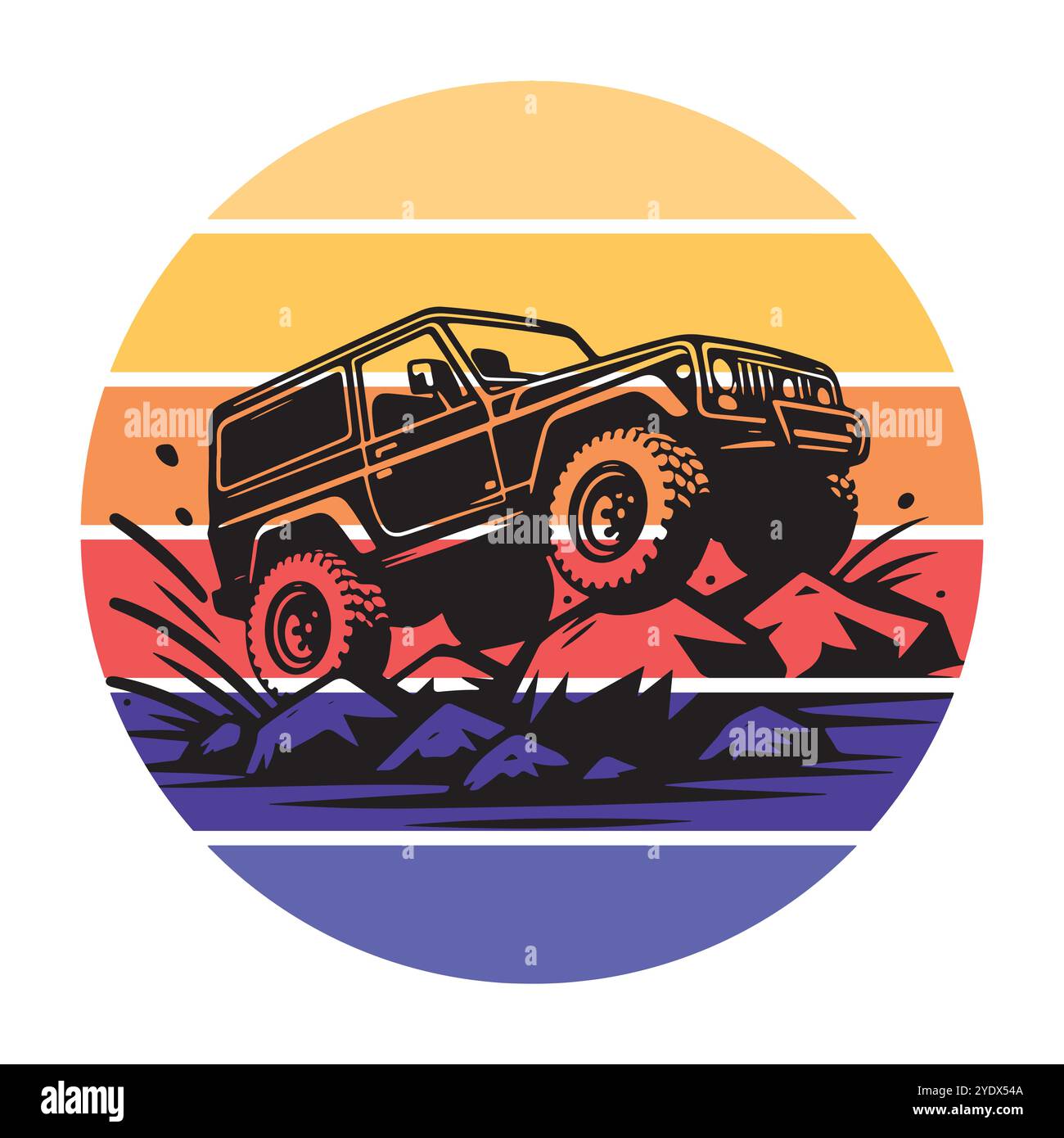 Adventure Offroad Car Vector Art - illustrazione del design di T-shirt Illustrazione Vettoriale