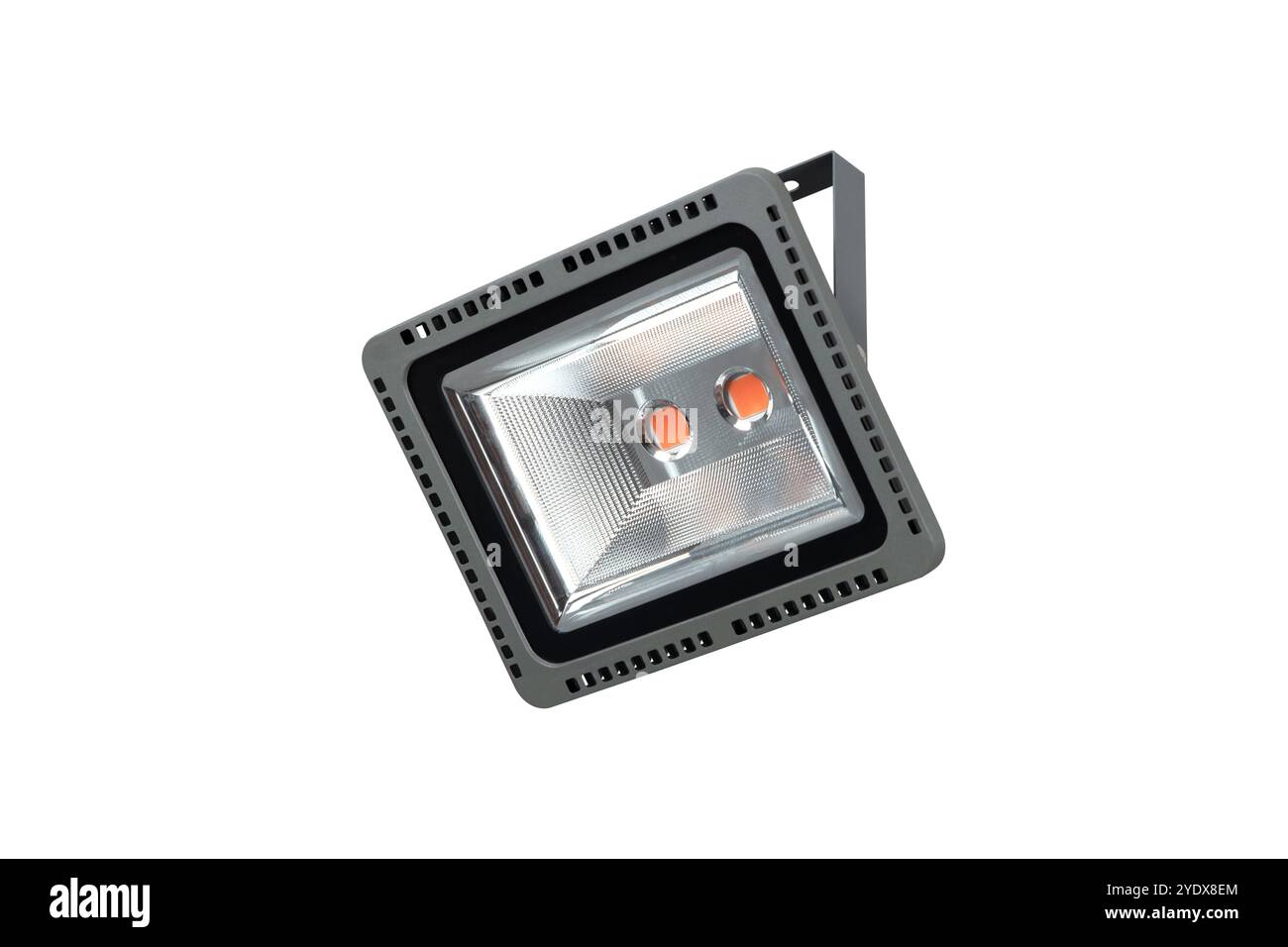 Proiettore a LED professionale per esterni con staffa di montaggio regolabile, impianto di illuminazione impermeabile per uso industriale con dissipatore di calore per Commerci Foto Stock