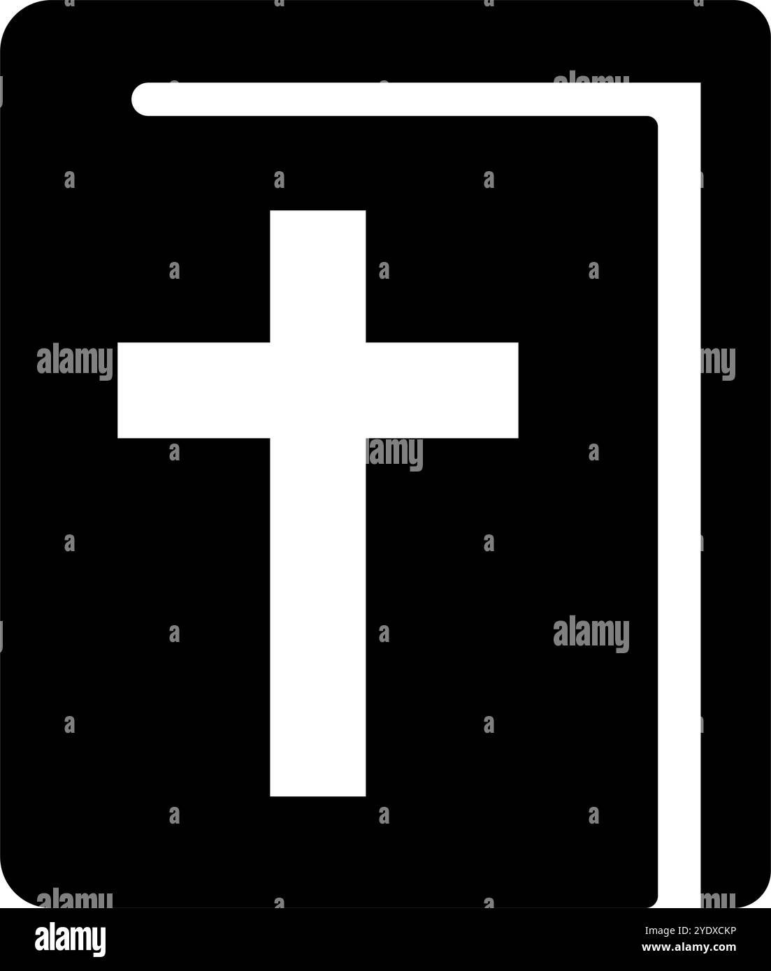 Icona della silhouette della Bibbia cristiana. Vettore modificabile. Illustrazione Vettoriale