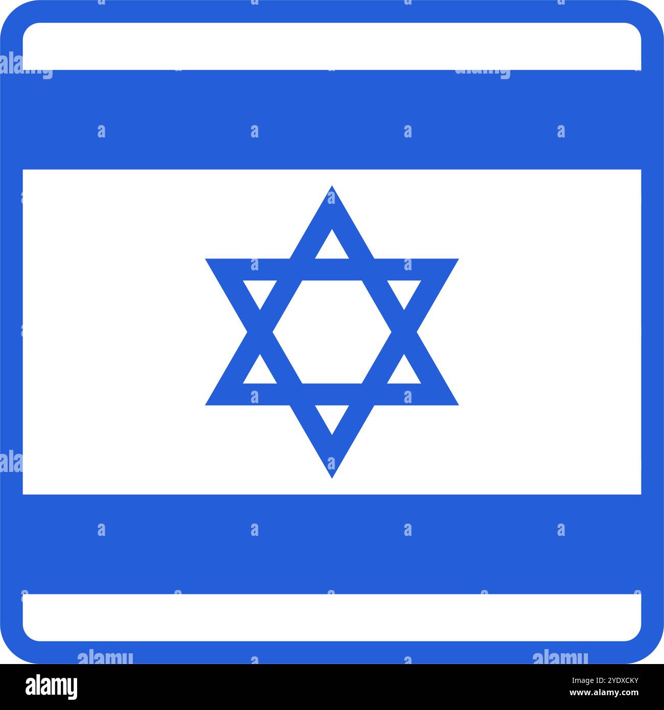 Icona quadrata della bandiera israeliana. Vettore modificabile. Illustrazione Vettoriale