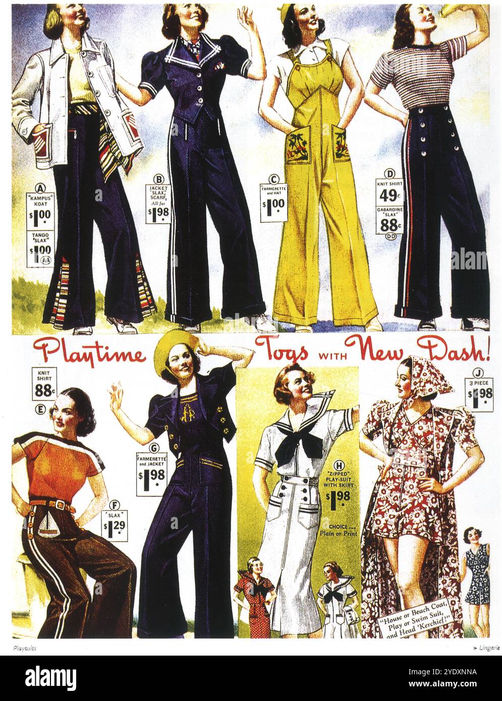 1939 Playsuit - annuncio alla moda femminile - "Playtime Togs with New Dash" Foto Stock