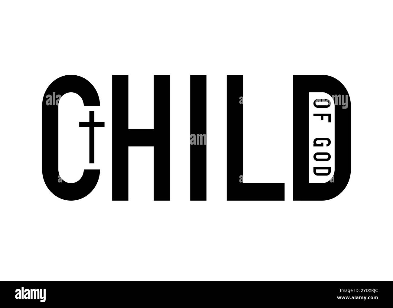 FIGLIO di DIO, citazione della Bibbia cristiana. Stampa cristiana con testo di Giovanni 1:12 per magliette o felpe con cappuccio religiose Illustrazione Vettoriale