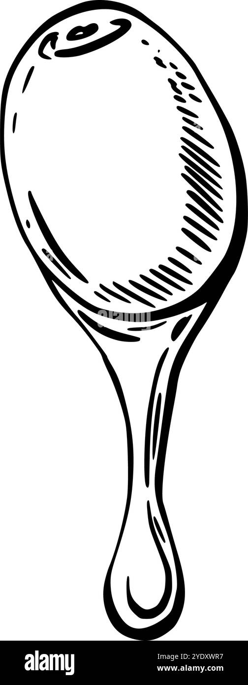 Frutti di oliva con una goccia di olio d'oliva. Illustrazione vettoriale. Prodotto vegetale vegetale trafilato a mano. Disegno a mano isolato dallo sfondo. Ottimo per Illustrazione Vettoriale