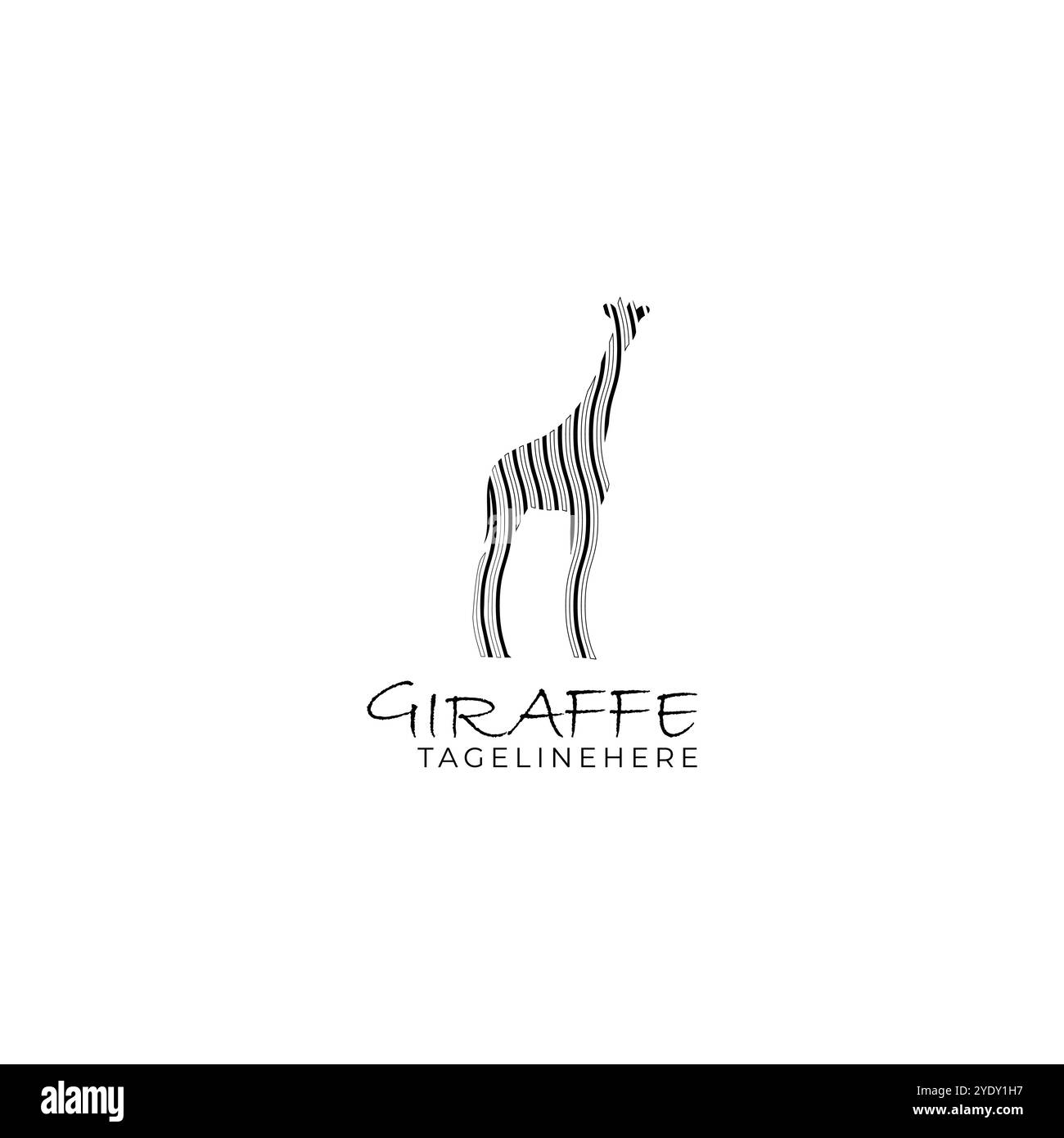 Modello di design con logo Giraffe Line Art: Favolosa mascotte di mammiferi alti. Illustrazione Vettoriale