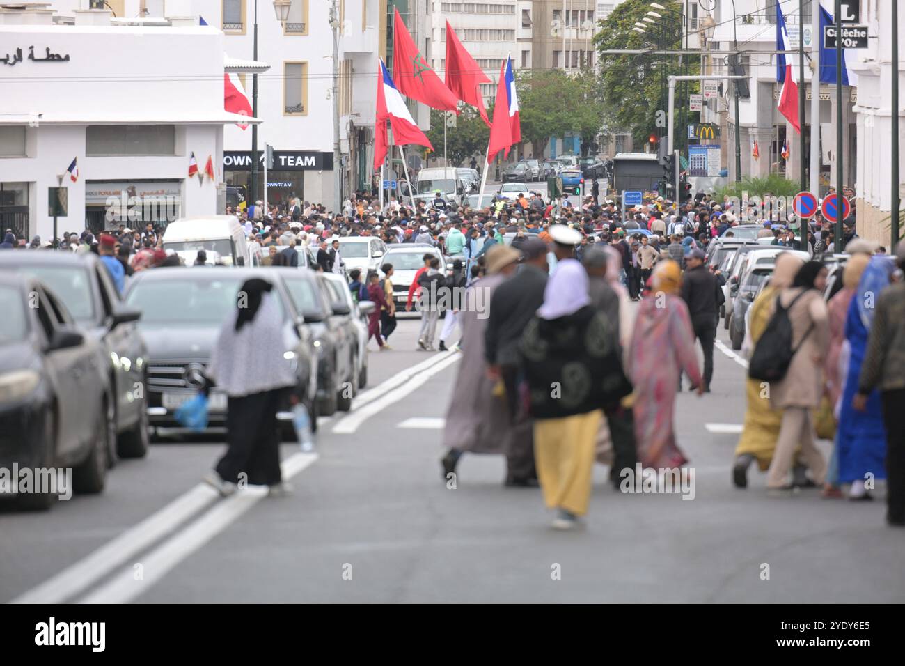 Rabat, Marocco. 28 ottobre 2024. Illustrazione - il re del Marocco riceve il presidente francese Emmanuel Macron al Palazzo reale di Rabat, Marocco, il 28 ottobre 2024. Foto di Ammar Abd Rabbo/ABACAPRESS. COM credito: Abaca Press/Alamy Live News Foto Stock