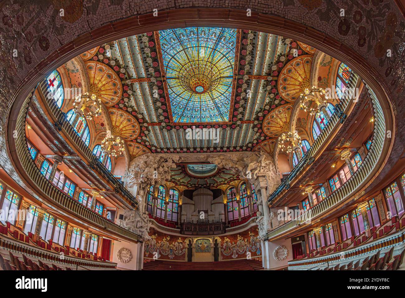 Sala concerti del Palazzo della musica Catalana, costruito tra il 1905 e il 1908, Barcellona, Spagna Foto Stock