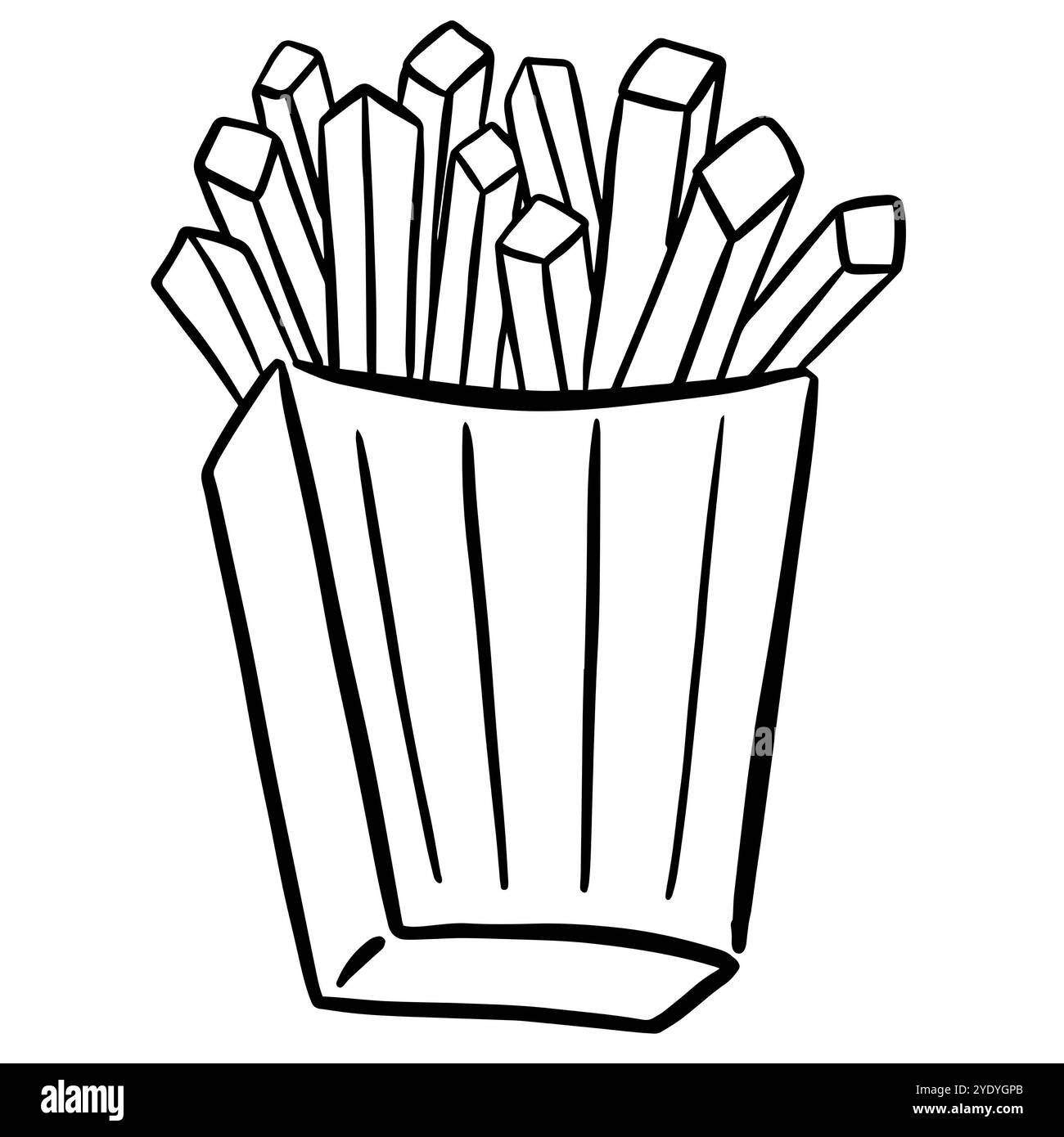 Cartoon Comic Fast Food Fries Chips in Container Illustration Clipart Foto Stock