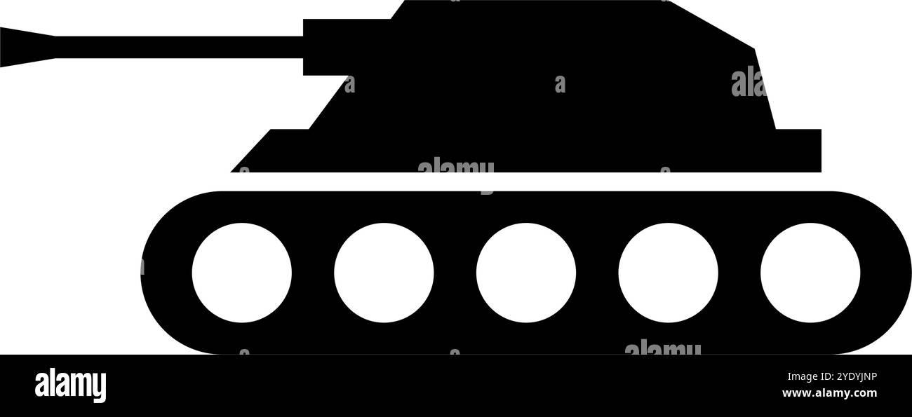 Icona silhouette serbatoio. Veicolo da combattimento blindato. Vettore modificabile. Illustrazione Vettoriale