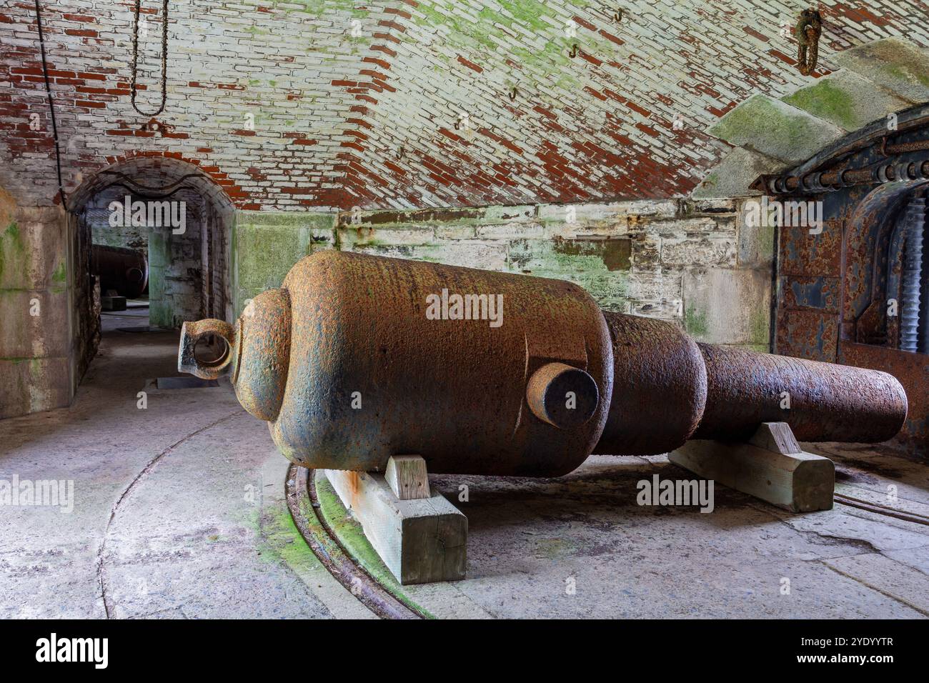 Gun, Georges Island National Historic Site, Halifax, nuova Scozia, Canada Foto Stock