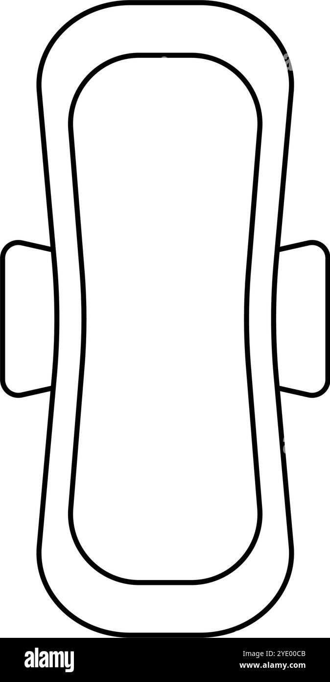 Semplice icona del tappetino mestruale. Tovagliolo sanitario. Vettore modificabile. Illustrazione Vettoriale