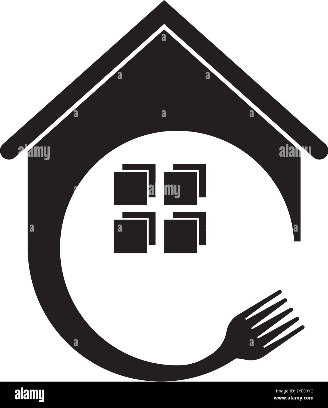 Modello di disegno dell'illustrazione del logo del ristorante Illustrazione Vettoriale