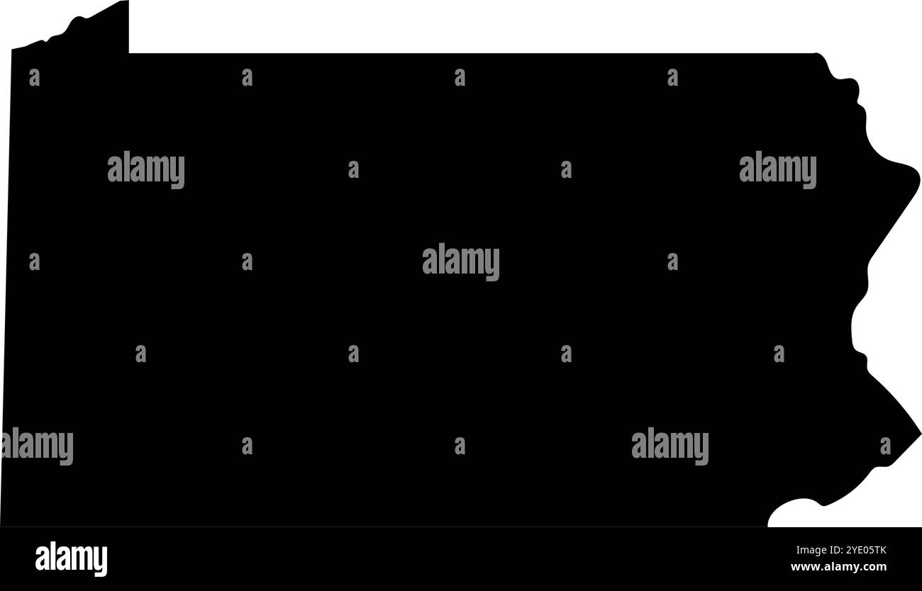 Icona silhouette della mappa dello stato della Pennsylvania. Vettore modificabile. Illustrazione Vettoriale