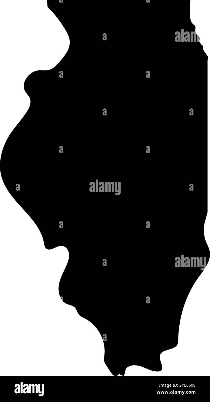 Icona silhouette della mappa dello stato dell'Illinois. Vettore modificabile. Illustrazione Vettoriale