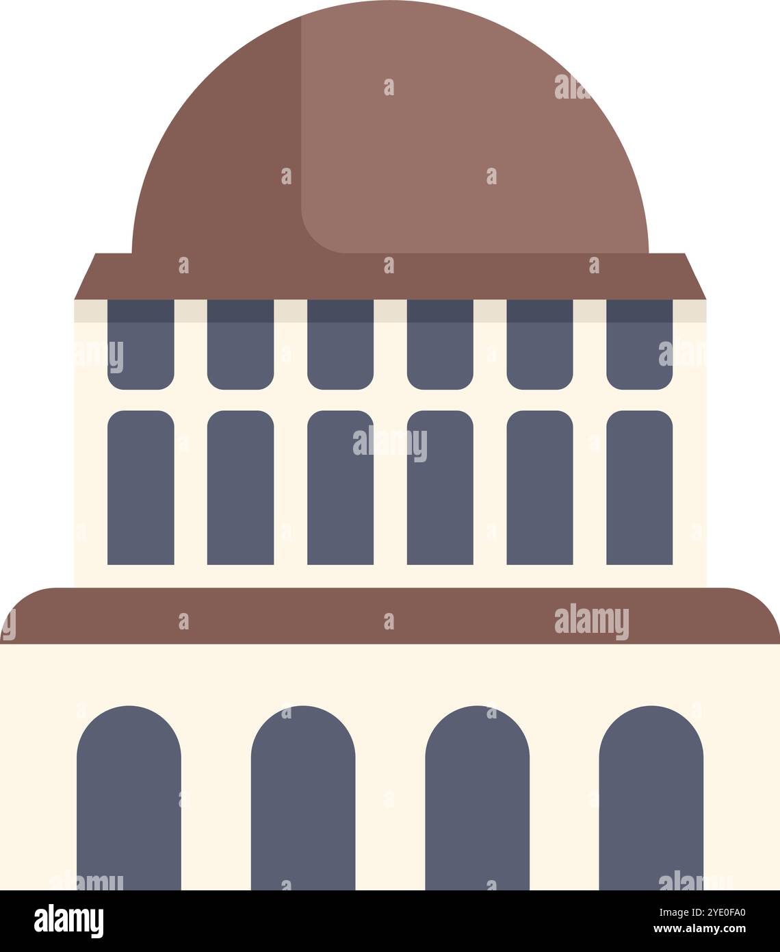Questa illustrazione presenta un edificio del campidoglio con una cupola e colonne, che simboleggia il governo, la democrazia e l'architettura civica Illustrazione Vettoriale