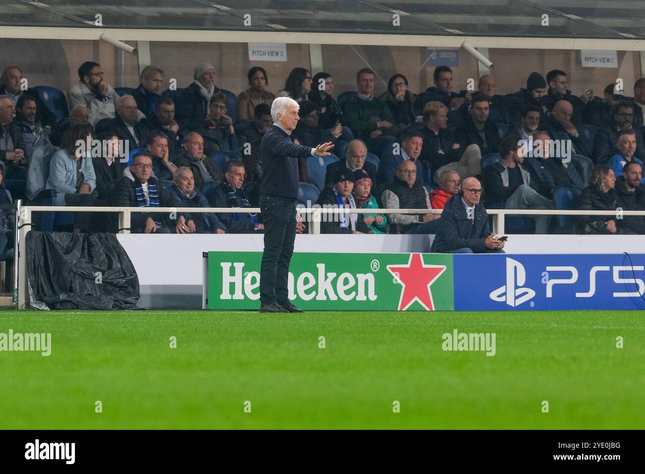 Gian Piero Gasperini allenatore dell'Atalanta BC 1907 durante la partita di calcio della fase MD1 della UEFA Champions League 2024/2025 tra l'Atalanta BC e. Foto Stock