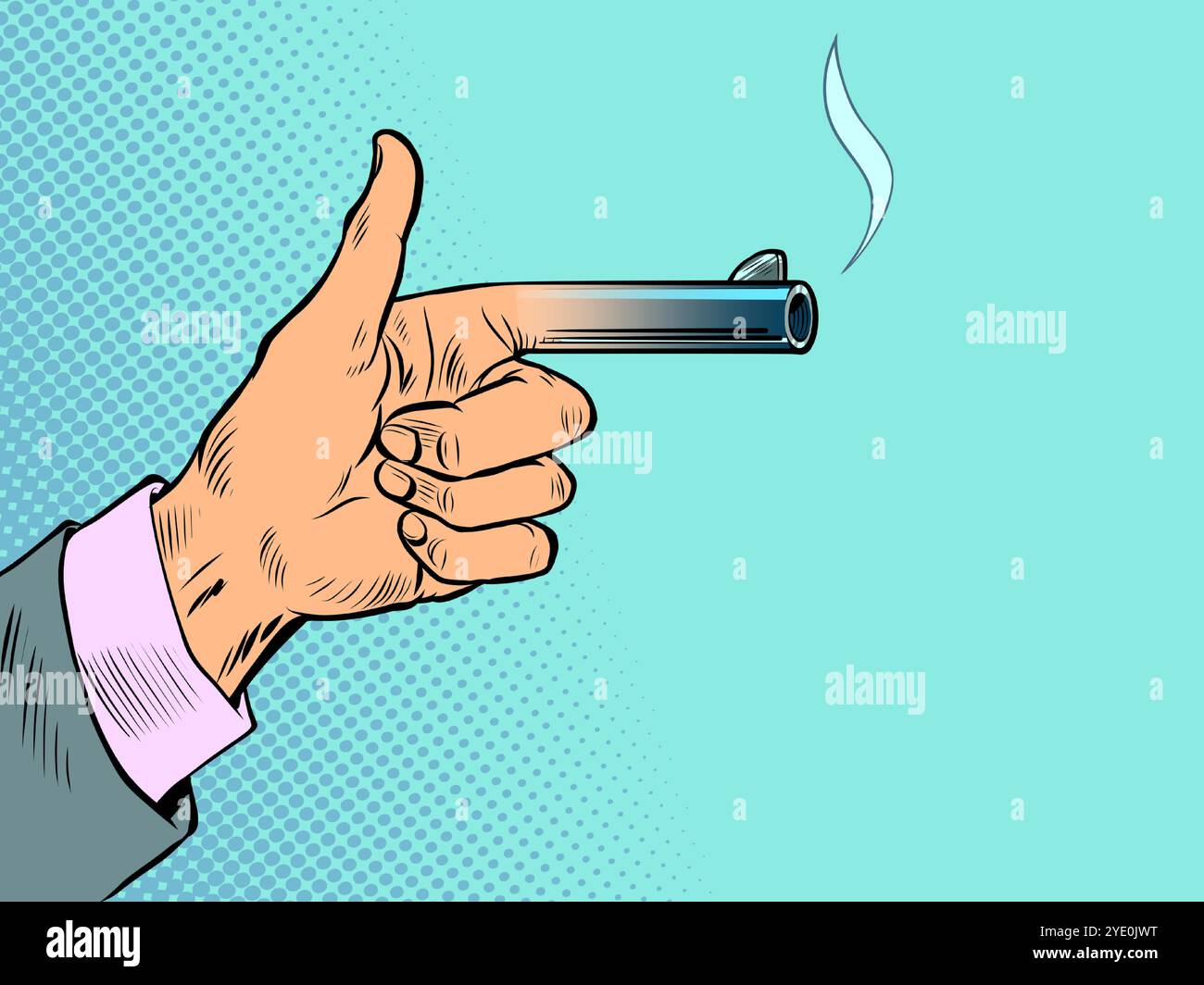 Pistola per gesti della mano. Sconti e promozioni per clienti aziendali. Indicazione di un'offerta redditizia. Illustrazione Vettoriale