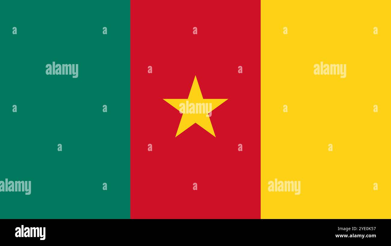 Bandiera del Camerun, formato 16:9, bandiera del Camerun, immagini vettoriali Illustrazione Vettoriale