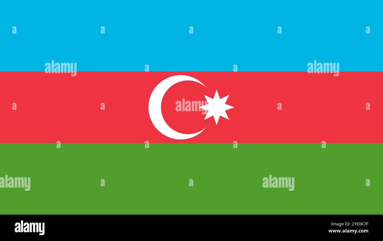 Bandiera dell'Azerbaigian, formato 16:9, bandiera dell'Azerbaigian, immagini vettoriali Illustrazione Vettoriale