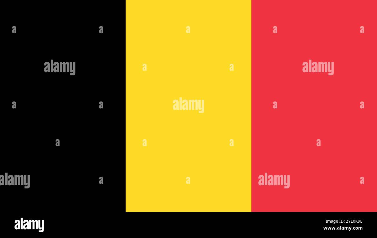 Bandiera del Belgio, formato 16:9, bandiera del Belgio, immagini vettoriali Illustrazione Vettoriale