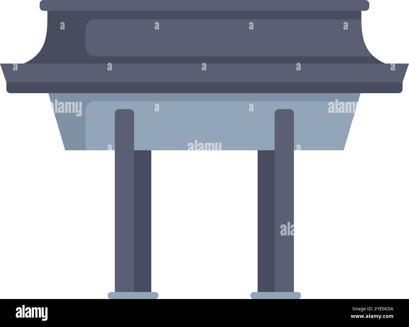 Tradizionale edificio coreano con ingresso dall'architettura architettonica in stile piatto Illustrazione Vettoriale