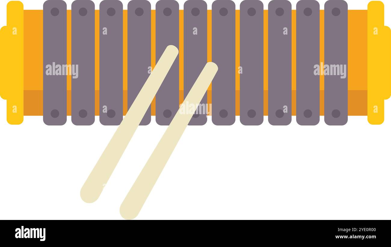 Xilofono con mazzuole nelle vicinanze, che creano un'atmosfera allegra e giocosa, invitando a suonare la musica Illustrazione Vettoriale