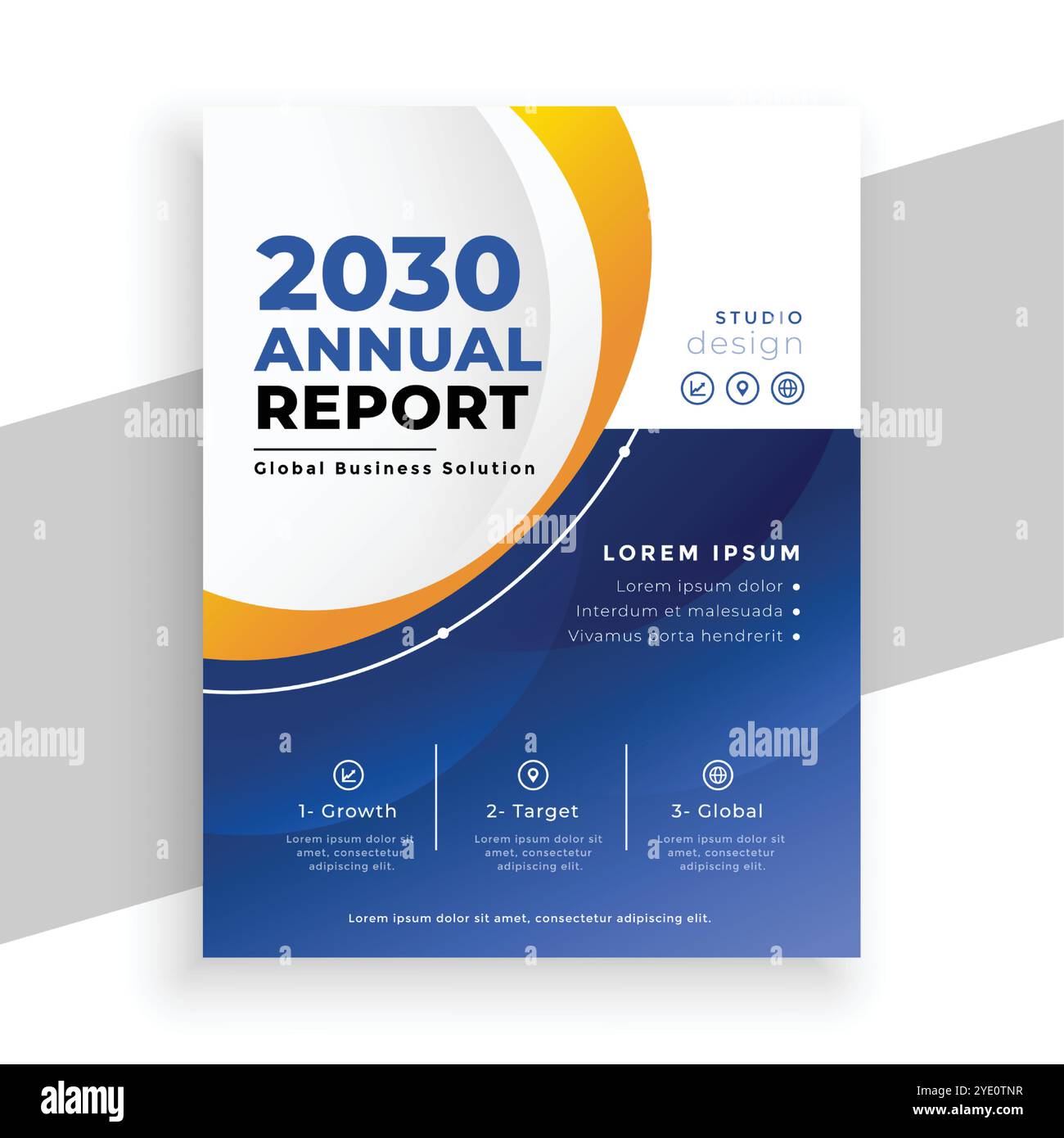 modello di report annuale del volantino blue business professionale Illustrazione Vettoriale