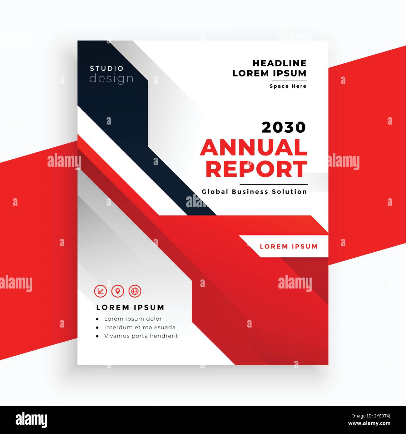 modello di brochure aziendale per il rapporto annuale red black Illustrazione Vettoriale