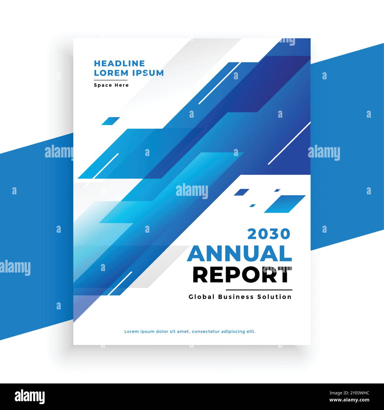design del modello di report annuale del volantino moden blue business Illustrazione Vettoriale