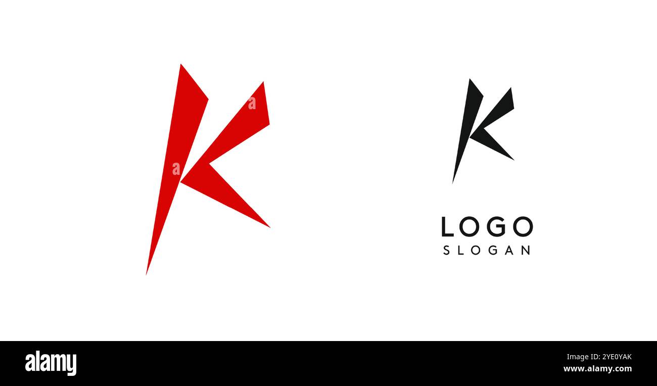 Pennello semplice lettera K in stile tipografico asiatico. Monogramma con logo per confezionamento di alimenti e bevande, cucina asiatica, ristoranti, design grafico Illustrazione Vettoriale