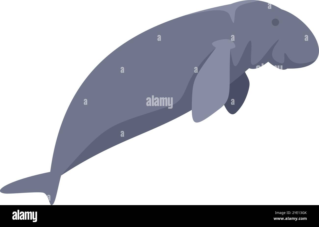 Illustrazione di un dugong che nuota sott'acqua con le sue pinne ai lati Illustrazione Vettoriale
