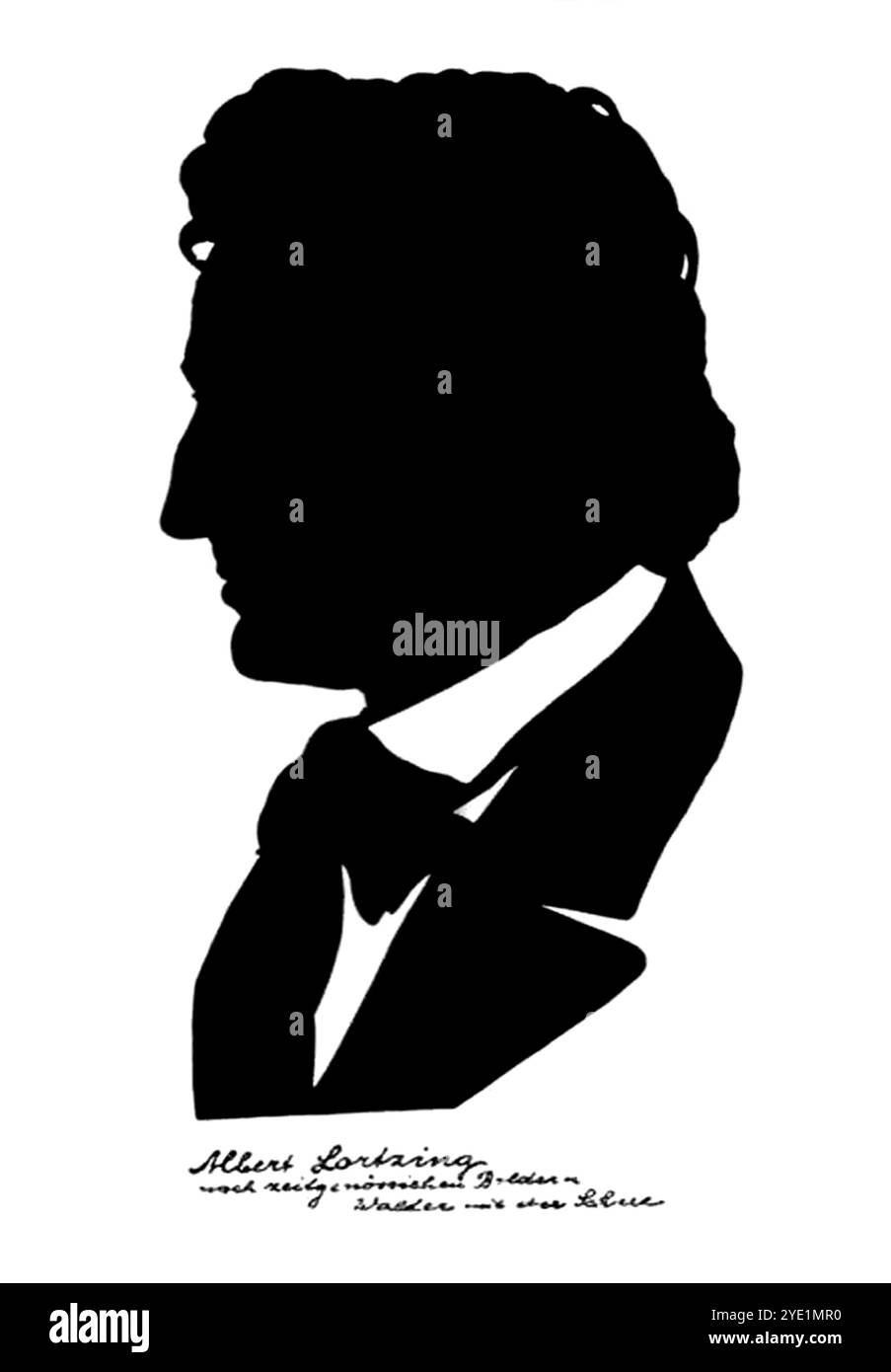 1850 c. , GERMANIA : il compositore tedesco di musica classica , cantante e direttore d' orchestra ALBERT LORTZING ( 1801 - 1851 ) . Ritratto silouette , artista sconosciuto . - STORIA - FOTO STORICHE - MUSICISTA - MUSICA CLASSICA - cravatta - fiocco - colletto - colletto - CANTANTE - DIRETTORE D'ORCHESTRA - DIRETTORE - incisione - incisione - illustrazione - illustrazione -- Archivio GBB Foto Stock