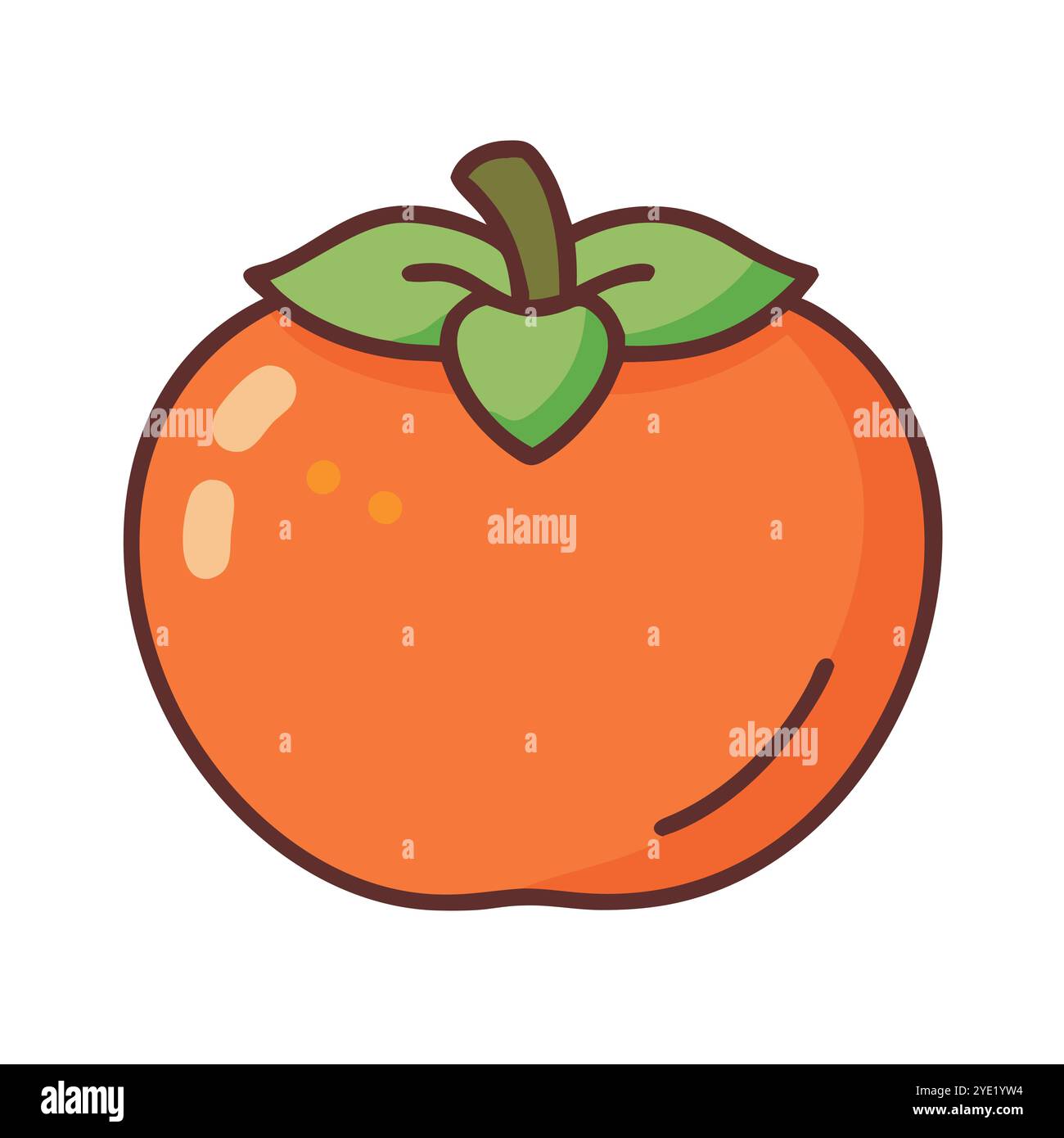 Illustrazione del vettore del frutto del cachi arancio con foglie verdi Illustrazione Vettoriale