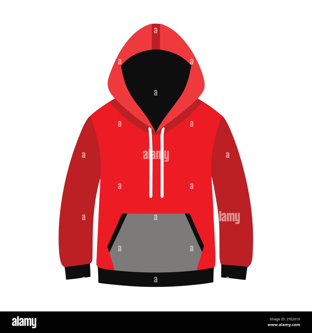 Illustrazione vettoriale con cappuccio rosso e nero con tasca anteriore Illustrazione Vettoriale