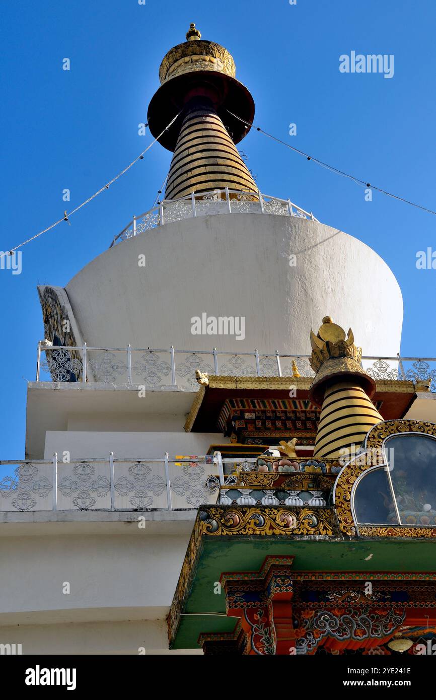 Vista parziale del National Memorial Chorten, costruito nel 1974 in onore del terzo re del Bhutan, Jigme Dorji Wangchuck, Thimphu, Bhutan Foto Stock