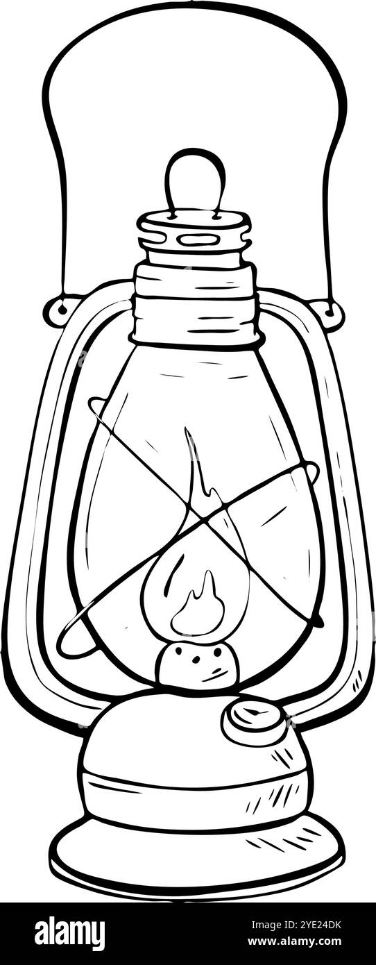 Un'illustrazione che raffigura una Lanterna d'epoca che cattura perfettamente i concetti di illuminazione classica. Illustrazione dello schizzo vettoriale. Turismo Illustrazione Vettoriale