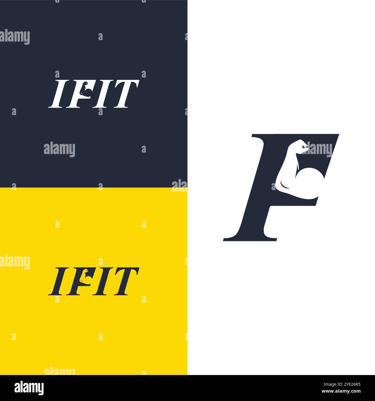 F FIT i Fit Gym o fitness minimal Logo Design negativo F logo Design Illustrazione Vettoriale