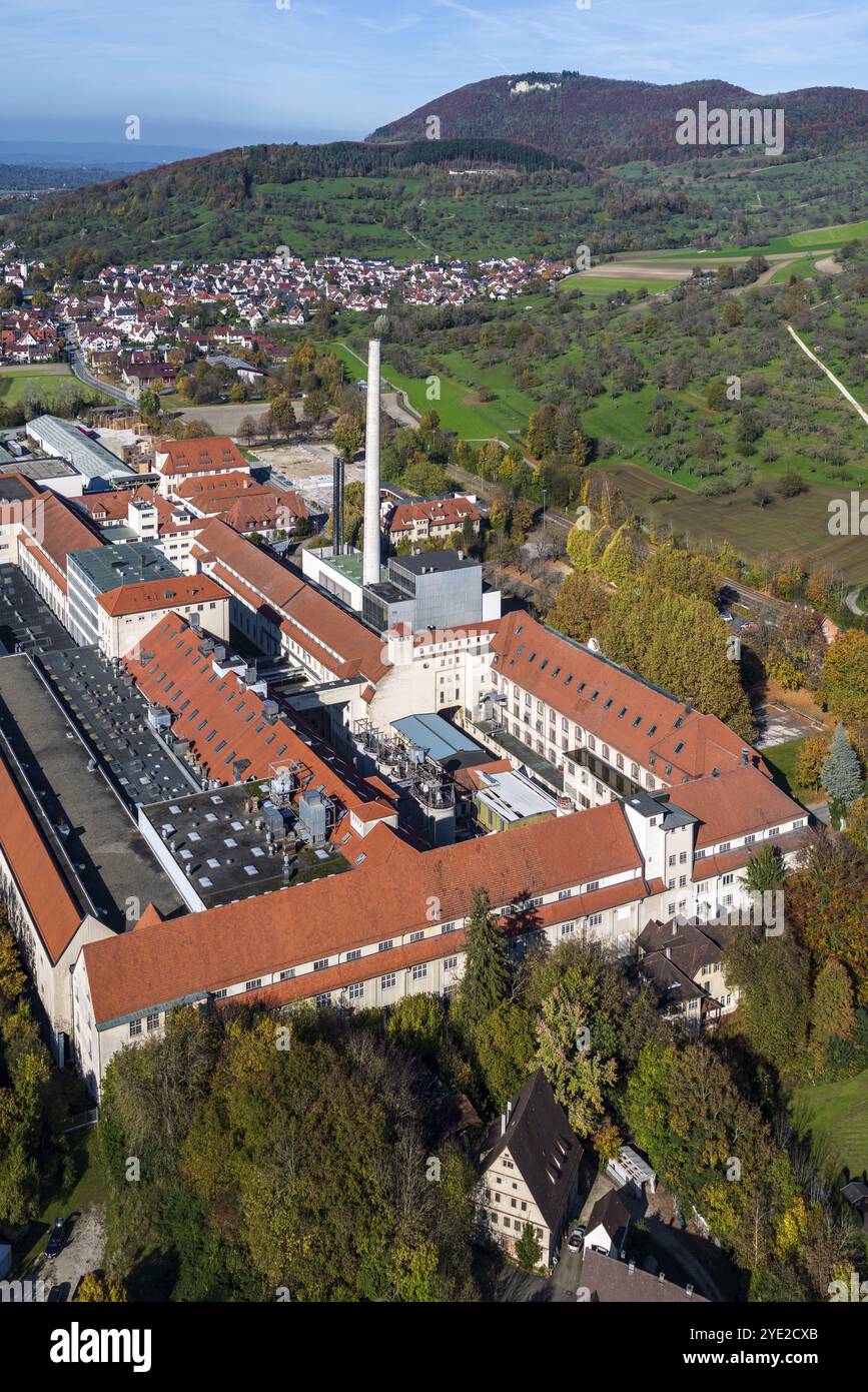 Conversione dell'ex fabbrica di carta Scheufelen a Oberlenningen, campagna nella valle di Lenningen. Lo sviluppatore del progetto DLE Land Development GM Foto Stock