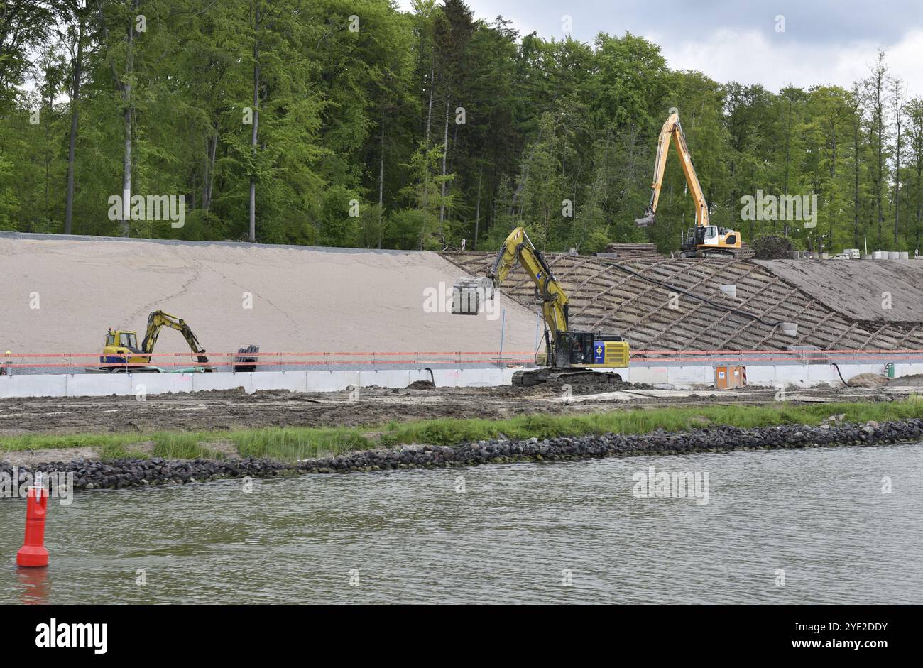 Ampliamento dei canali, ampliamento dei canali, cantiere sul canale di Kiel, NOK, Canale di Kiel, Schleswig-Holstein, Germania, Europa Foto Stock