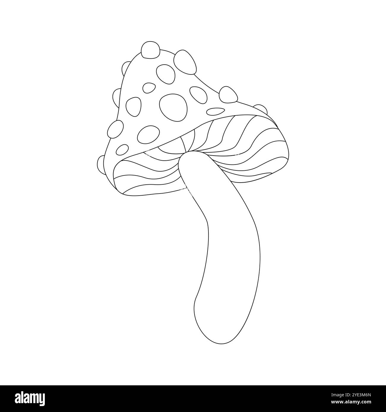 Fungo esoterico con linea scanalata, sgabello psichedelico con illustrazione vettoriale a macchie Illustrazione Vettoriale
