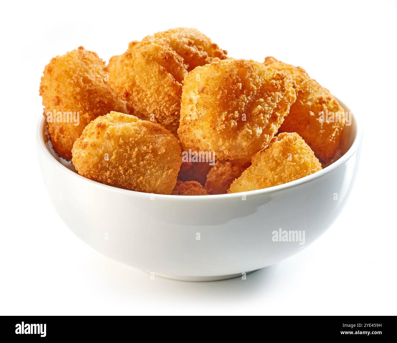 pepite di filetto di pesce fritto isolate su sfondo bianco Foto Stock