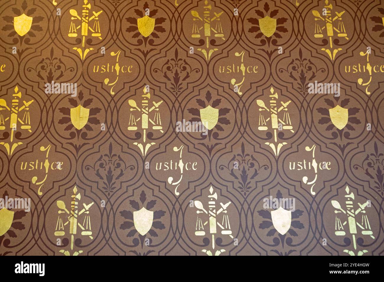 Springfield, Illinois - carta da parati nella vecchia camera della Corte Suprema nell'edificio del campidoglio dello stato dell'Illinois. La sala è ora una sala uditiva per il legi Foto Stock
