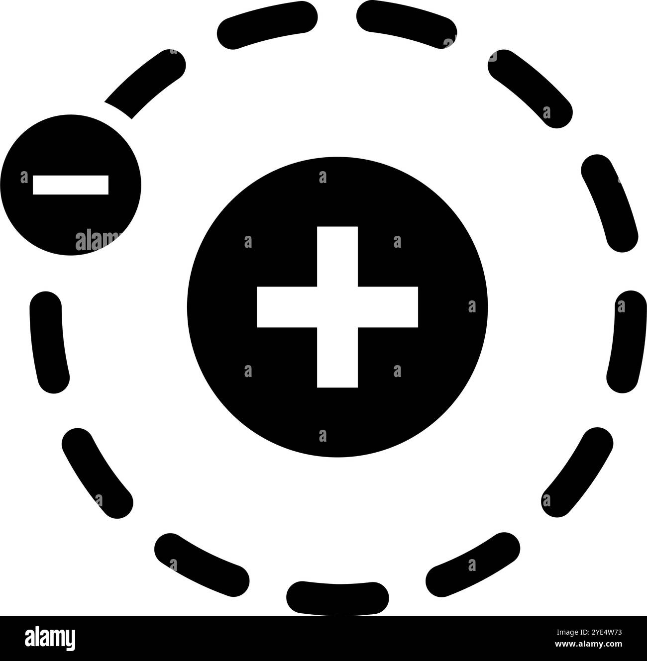 Orbitali di elettroni e icone di protoni. Vettore modificabile. Illustrazione Vettoriale
