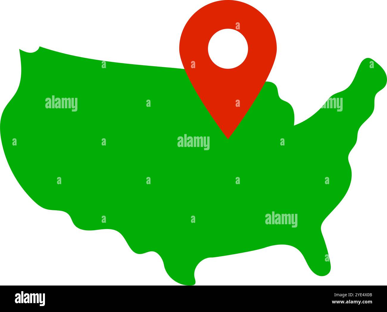 Mappa americana e icona a forma di spillo della mappa. Vettore modificabile. Illustrazione Vettoriale