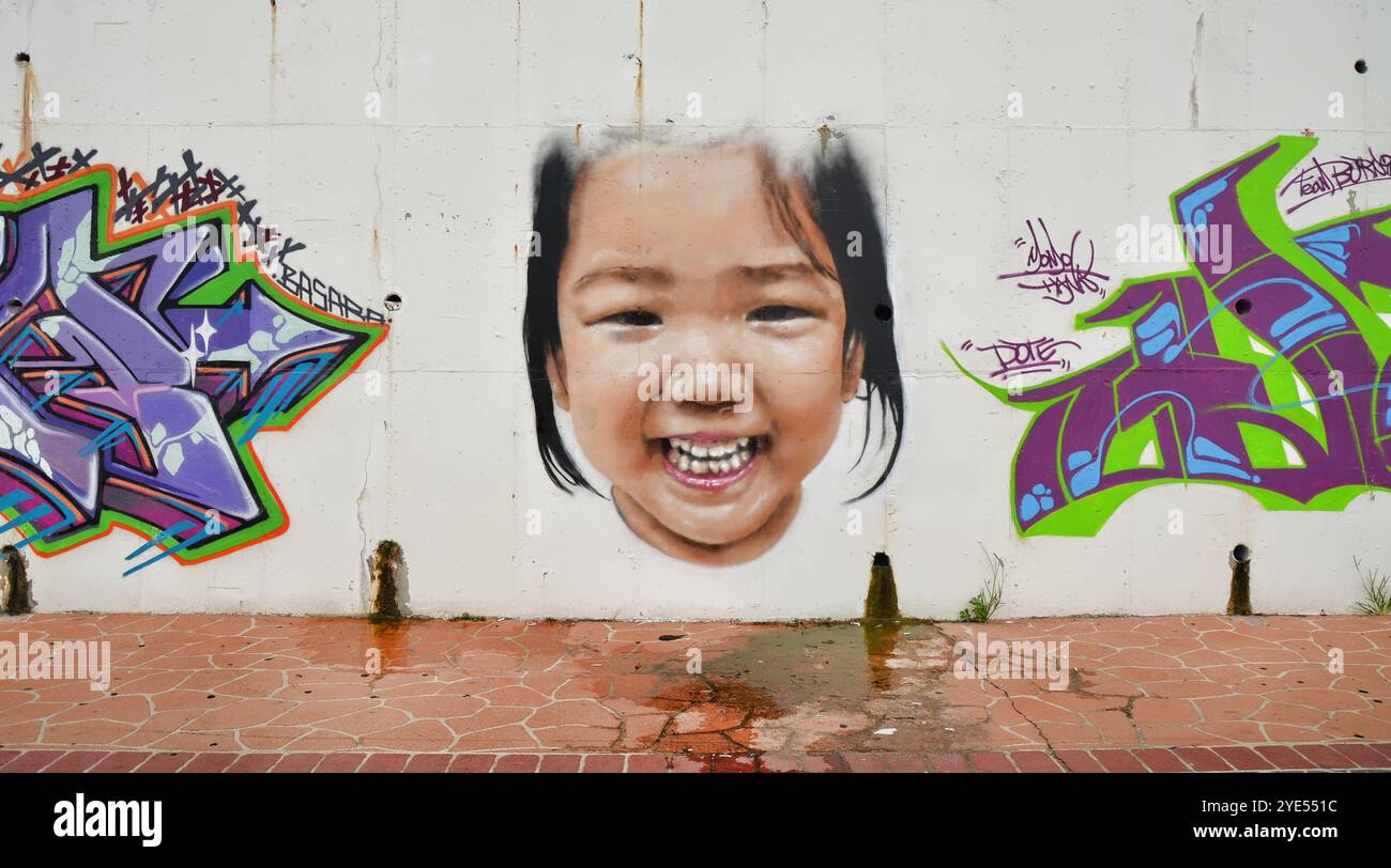 Street art a Busan, Corea del Sud. Foto Stock