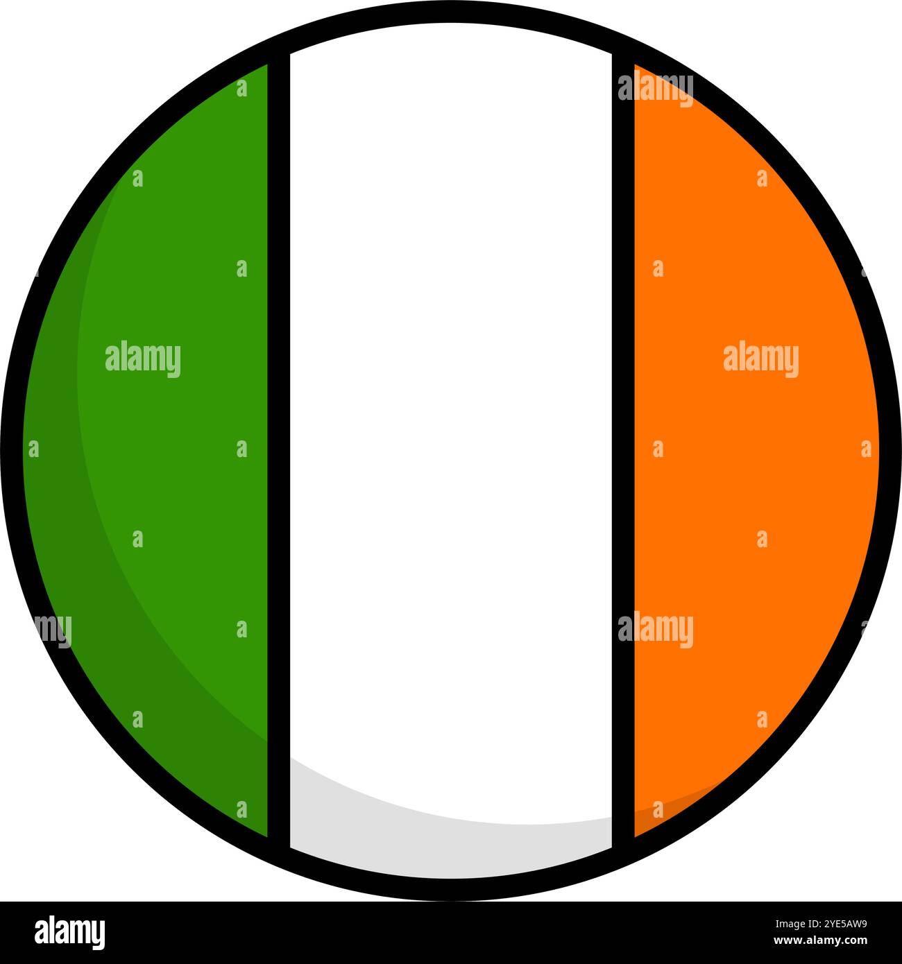 Icona della bandiera irlandese. Cerchio bandiera irlandese. Vettore modificabile. Illustrazione Vettoriale